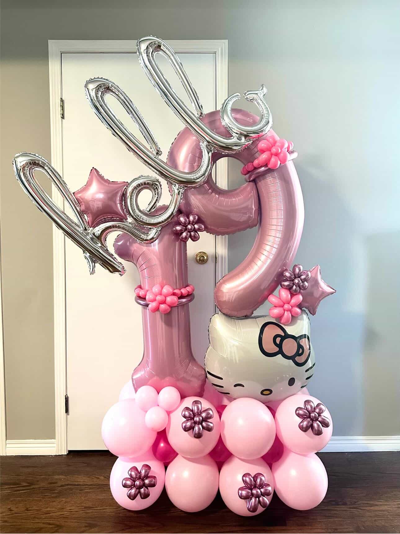 Giant foil number stack and birthday balloon bouquet Winnipeg